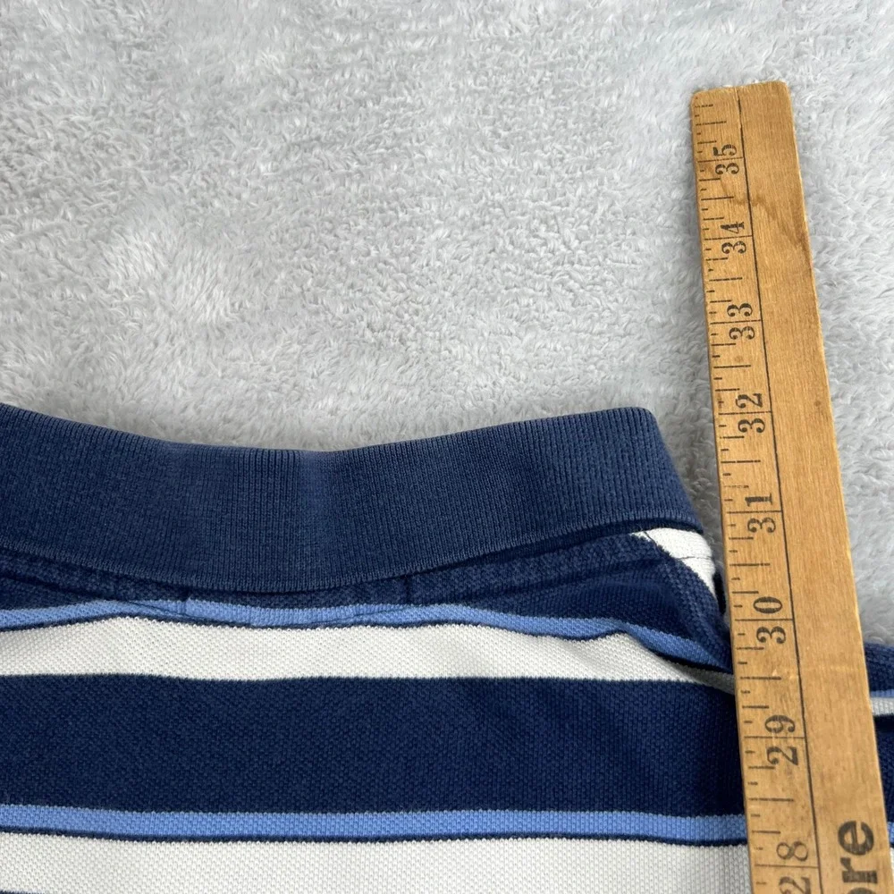 Polo Ralph Lauren Striped Pique Polo Shirt Mens 2XL Blue Short Sleeve Preppy